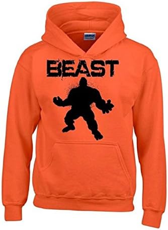 Beast Guy Unisex Hoodie Gym Sweatshirts Orange Large