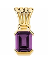 18K Yellow Gold Emerald Cut Amethyst Pendant -- LIFETIME WARRANTY