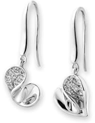 (X1000Diamond-FBA) 18K/750 White Gold Heart Shape Diamond Dangling Earring (0.12 cttw, G-H Color, VS2-SI1 Clarity)
