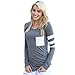 Willtoo® 2015 Womens Long Sleeve Round Neck Splice Shirt Blouse Tops (US Size:4, Gray)
