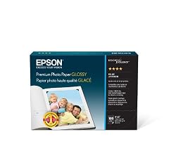 Epson High-Gloss Premium Borderless Photo Paper, 4 x 6 Inches, 100 Sheets per Pack (S041727)