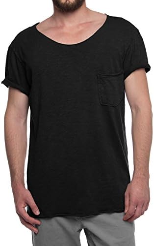 The Project Garments Mens Scoop Neck Vintage Wash Pocket Tee X- Large Black