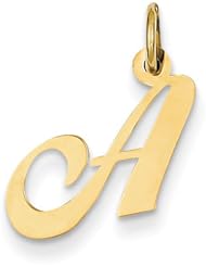 14k Yellow Gold Small Fancy Script Initial A Charm Pendant. Metal Wt- 0.34g
