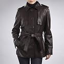 Phistic Women's Short Lambskin Leather Trench Coat