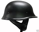 DOT German Black LEATHER Motorcycle Half Helmet Biker~(HY809-LT)