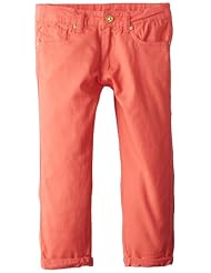 US Polo Association Girls 7-16 Skinny Roll Cuff Twill Capri, Calypso Peach, 14