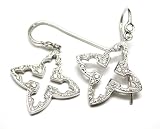 Diamond Set in Cross Style Earring in 18k White Gold (T.w 0.40)
