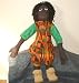 Handmade Cloth Doll with Dreadlocks and African Attire Dark Brown