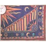 A Blue Red And Gold Celestial Print Cotton Sheet by NetGift