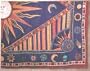 A Blue Red And Gold Celestial Print Cotton Sheet