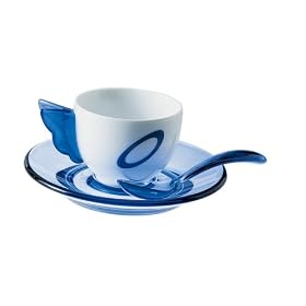 Guzzini Set of 2 Peace espresso cups + saucers + teaspoons
