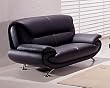 Contemporary Modern Black Leather Loveseat Living Room