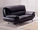 Contemporary Modern Black Leather Loveseat Living Room