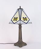 Michigan Wolverines Stained Glass Lamp with Logo Panels