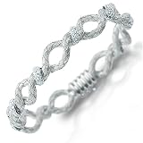 18 Kt White Gold Diamond Handwoven Bangle Bracelet