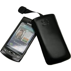 Suncase Ledertasche (Lasche mit R�ckzugfunktion) f�r Samsung GT S8500 Wave schwarz