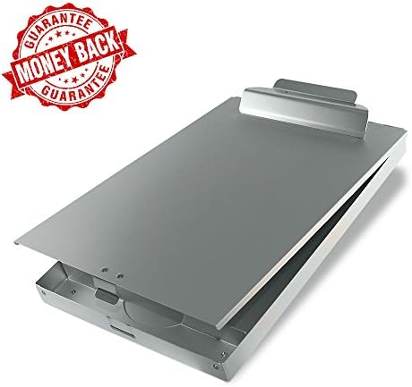 SteelClip #1 Aluminum Storage Clipboard - HIGHEST QUALITY for every day use - Aluminum Forms Holder with Top Hinged Opening and Self-Locking Latch