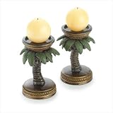 2 PALM TREE TROPICAL CANDLE HOLDER HOME CANDLEHOLDER by The Gift Patch