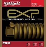 D'Addario EXP12 Coated 80/20 Bronze Medium Acoustic Guitar Strings
