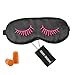 NMM Global 100% Mulberry Silk Sleep Mask Blackout, Cute Natural Sleeping Mask with Adjustable Elastic Strap, Satin Eye Cover for Men Women Adults (Red Eyelashes)
