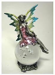 Fairy Figurine on Glass Ball - Fairy Bubble Rider Pink Dress Fairy