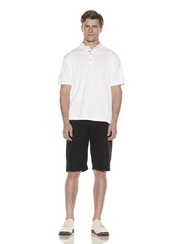 Hawke & Co Men's Performance Polo with Button Down Shirt Collar, White, XXL US