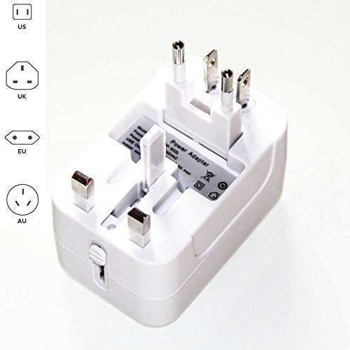 Universal All-in-One Power Charger Plug Adapter Surge Protector Dual USBs with Travel Case Adapting Between 100 - 240 and Vice-Versa