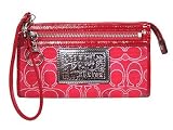 Coach Poppy Signature Zippy Red Wristlet Wallet Purse Ruby Red