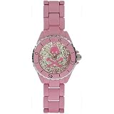 Designer Style Skull and Crossbones Shimmering Pink Watch