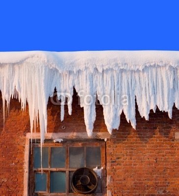 Wallmonkeys Peel and Stick Wall Decals - Snow Cover on Roof of Old Textile Fabric with Icic - 18