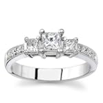 18k White Gold Three-Stone Princess-Cut Diamond Ring (G/VS2, 3/4 ct. tw.)