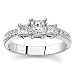 Platinum Three-Stone Princess-Cut Diamond Ring (H/SI2, 3/4 ct. tw.)
