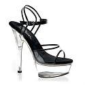 6 Inch Hot Dancing Shoe Nightlife Club Clubbing Shoe Ankle Strap Platform Sandal Black / Clear