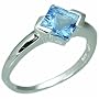 2.00 Carats Princess Cut Genuine Swiss Blue Topaz Sterling Silver Ring