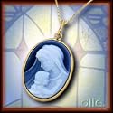 14K Madonna w/Child Religious Cameo Pendant Color:White Gold