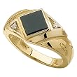14kt Yellow Gold Genuine Classy Onyx and Diamond Ring