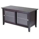 Winsome Wood TV Stand with Glass Sliding Doors, Espresso