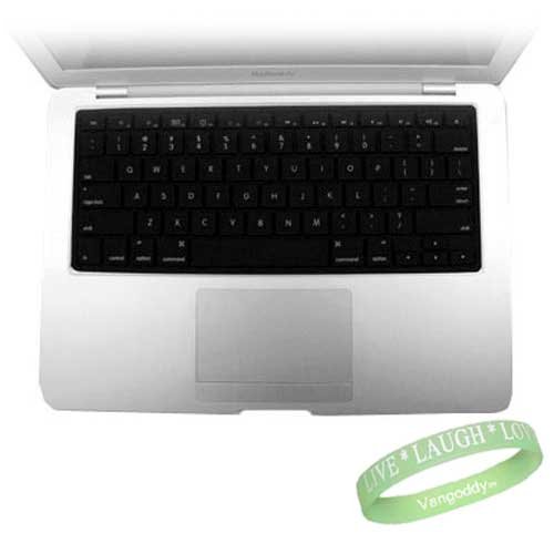 **Black** Silicone Keyboard Cover Skin for New Aluminum Unibody Macbook 13.3'' / Macbook Pro 15.4''/ Macbook Air / White Macbook + Live*Laugh*Love Wrist Band!!!