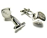 Silver Swarovski Crystal Dice Cufflinks w/ Gift Box
