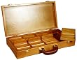 Oak Finish Wooden Poker Chip Case with Removable Trays - Space for 400 Chips & accessories.