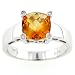 14-Karat White Gold Bar Cut Citrine and Diamond Ring