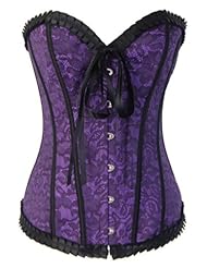 Bamu Purple Floral Rose Corset Top Brocade Bustier Push up Gothic Corsets 2XL