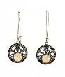 Earrings - E51 - Filigree Circles - Antique Gold Tone ~ Lt. Colo Topaz & Bl Zircon