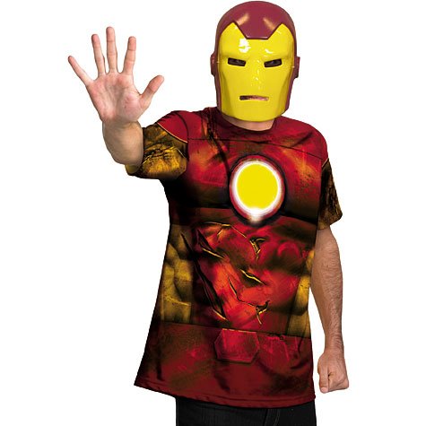 Iron Man Shirt And Mask Adult Costume X-Large (42-46)