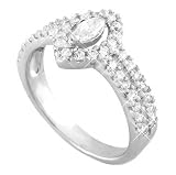 Unique Sterling Silver Engagement Ring with Marquise Center Stone and Round Cubic Zirconia Side Stones, Includes Gift Box and Special Pouch. (CHSR6119)