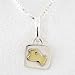 Small Square Fish Pendant in Sterling Silver and Brass on a 16" Box Chain, #8767
