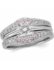 Ann Harrington Jewelry 14k White Gold 1/3 Ct Tw Diamond And Genuine Pink Sapphire Antique Style Ring Guard