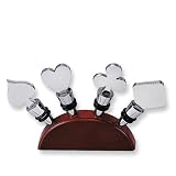 Review Quality Gold  / Wooden Holder and Set of Four Card Suit Wine Stoppers