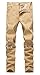 Men's Khaki Skinny Ripped Slim Fit Stretch Designed Destroyed Denim Jeans-31