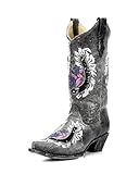 Corral Boots Women's Roses & Horseshoe Black Leather Cowgirl Boots 9.5 M